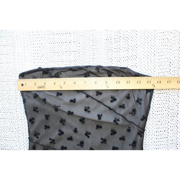 VTG Misty Rose Floral Mesh Overlay Strapless Mini Dress Size M Goth Y2K Rock - Picture 2 of 7